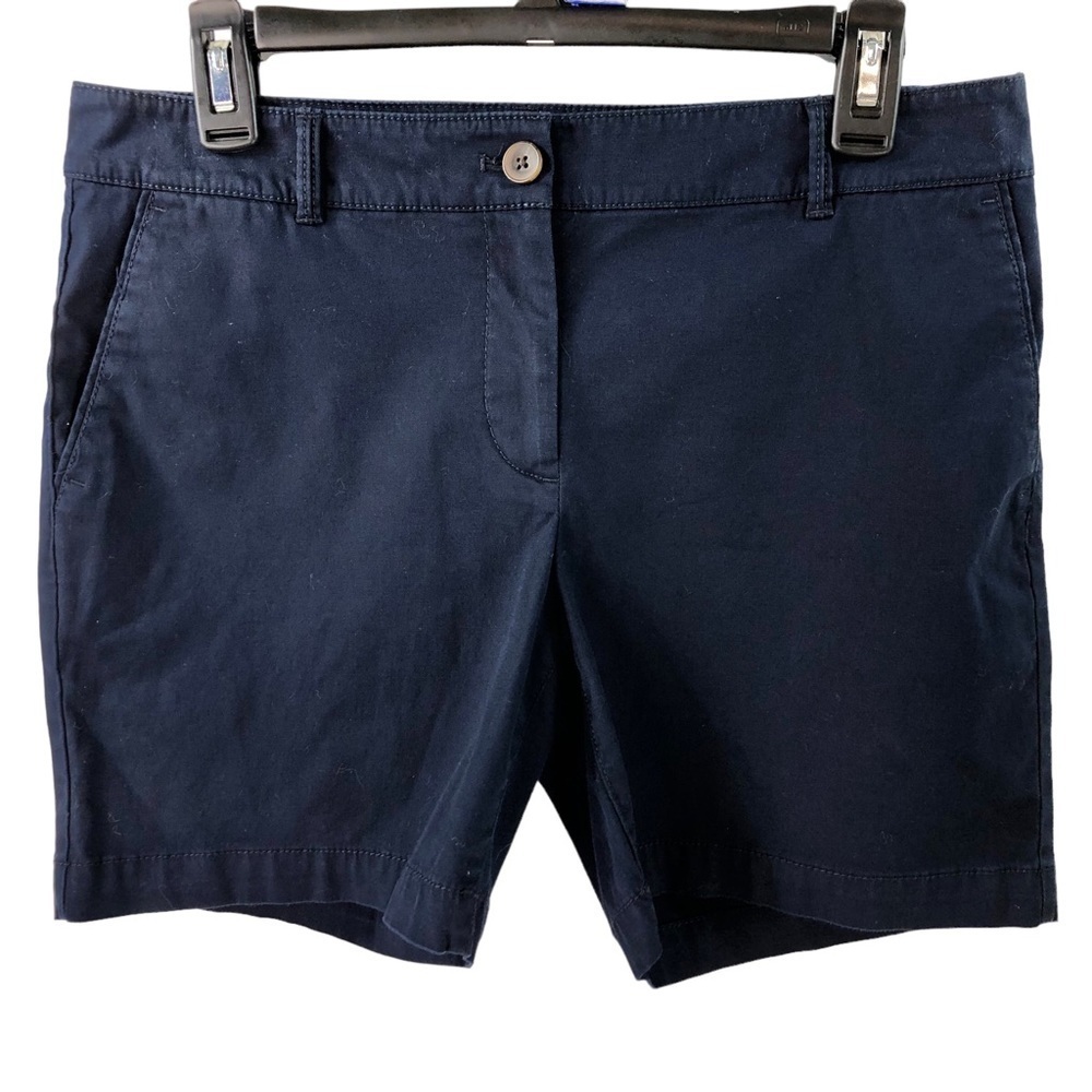 Talbots The Weekend Short Chino Sz 6 Petite Navy Blue Walking  Cotton Blend - Picture 2 of 5